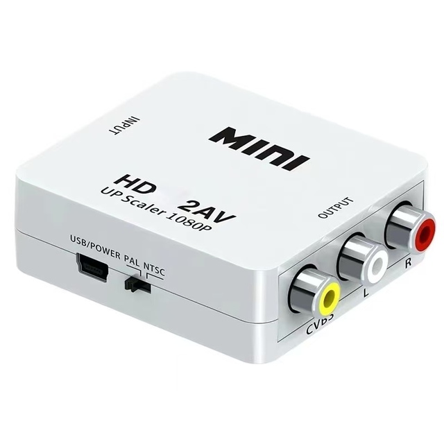 HD 2AV Converter 1080p White Box HD Input to AV RCA CVBS Composite Output Adapter
