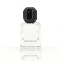 Flacon de parfum carré en verre transparent haut de gamme avec bouchon brillant, flacon rechargeable élégant et pulvérisateur à pompe de Jiangsu