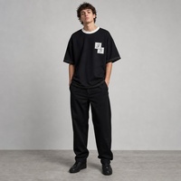 T-shirt ample Y2K pour homme, double poche, patchwork imprimé personnalisé