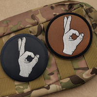 OK geste impression qualité noir blanc artisanat rond Rectangle broderie main Patch vous avez regardé OK Patch Style tactique pour tissu