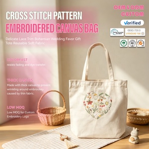 Sac fourre-tout brodé au point de croix, style japonais <span class=keywords><strong>Zakka</strong></span>, mignon et petit, pour le quotidien, idéal pour le bricolage - Product Image 1