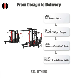 Sistema de fuerza para gimnasio de ocho estaciones de acero, con estantes dobles, pilas de pesas, accesorios para cables y módulos de press, para uso comercial - Product Image 2