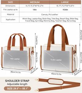 Sac fourre-tout en toile personnalisé avec 15 poches, sac à main pour ordinateur portable, grand sac bandoulière pour infirmière, enseignant, sac pour Bible - Product Image 2