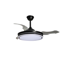 Ventilateur de plafond silencieux contemporain pour chambre à coucher, 42 pouces, avec lumière LED et télécommande