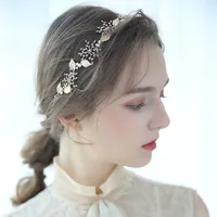 Accesorios de lujo para el cabello para niña, diadema de flores con hojas doradas de cristal para boda, tocado de fantasía para novia