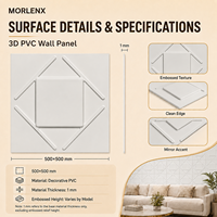 MORLENX Panneau mural 3D carré minimaliste en PVC, cadre flottant, carreau décoratif géométrique pour l'intérieur des appartements et bureaux