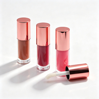 Gloss à lèvres minéral végétalien OEM, étiquette privée, logo personnalisé, imperméable, longue tenue, teinte à lèvres, vente en gros, taille standard, gloss liquide