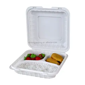 भोजन पैकिंग के लिए चीन आपूर्तिकर्ता बायोडिग्रेडेबल डिस्पोजेबल 3 सेल क्लैमशेल प्लास्टिक कंटेनर, लंच बॉक्स, खाद्य कंटेनर ले जाएं