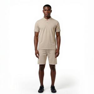 Men Oversized Drop Polo T-shirt <b>Set</b> Custom Front Logo Breathable Summer Polyester/Cotton Blend Streetwear Vintage Luxury <b>Sets</b> - Product Image 1