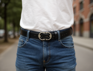 Cintura casual da 3,5 cm con fibbia in lega, design rettangolare solido, per uomo e donna - Product Image 2