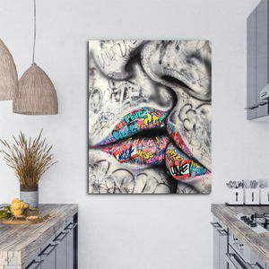 抽象的な落書き唇キャンバス絵画セクシーな女性の口のポスターとプリントストリートウォールアート写真リビングルームの家の装飾 - Product Image 2