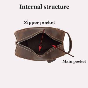 Bolsa de Viaje de Cuero Crazy Horse de Lujo para <span class=keywords><strong>Hombre</strong></span>, con Cierre de Cremallera, Asa Suave, Portátil para Exteriores - Product Image 5