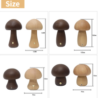 Lampe de chevet LED tactile en forme de champignon, lumière d'ambiance, noyer/hêtre, lumière chaude, intensité réglable, USB