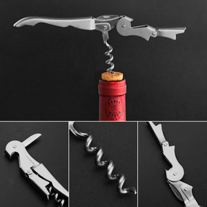 Couteau hippocampe chromé 3-en-1, tire-bouchon à double charnière, sommelier, clé à <span class=keywords><strong>vin</strong></span> manuelle de poche avec lame courte pour bar, club - Product Image 2