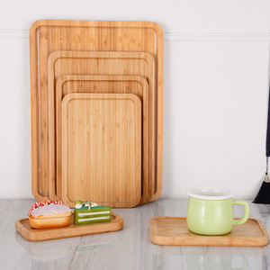 Plateaux de service en bambou rectangulaires, texture naturelle, style simple, pour thé, pain, usage hôtelier - Product Image 1