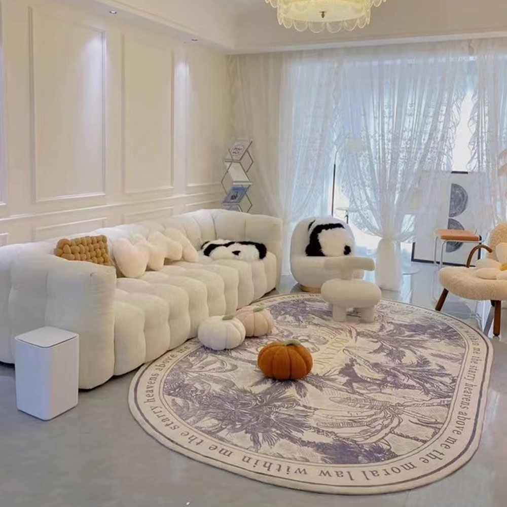 Living Room Sheepskin Settee Couch Teddy Fabric Boucle Sofa Fabric Lambskin