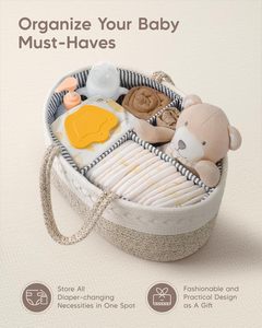Organizador de Pañales Ovalado de Cuerda de Algodón, Cesta de Regalo para Bebé, Cambiador Portátil, Almacenamiento para Guardería, Regalos para Baby Shower - Product Image 4