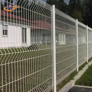 Putih vinil dilapisi 3d kawat lentur lasan pagar perimeter desain pagar (pagar melengkung) pabrik langsung