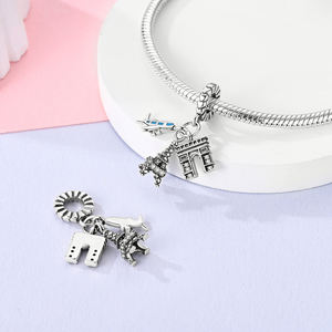 MULA 925 Silver Eiffel Tower Pendant Bead Original Travel <strong>Charms</strong> for Children's Bracelet Making Jewelry Gift with Zircon - Product Image 3