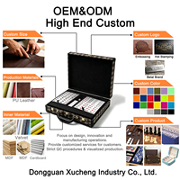 Ensemble de tuiles de mahjong sur mesure en mélamine, coffret en cuir PU avec noyau en MDF, couleur et logo personnalisés, vente en gros