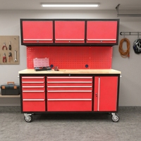Armoire à outils roulante pour mécaniciens en acier laminé à froid OEM de 72 pouces, 10 tiroirs, 3 armoires supérieures, roulettes robustes, acier inoxydable