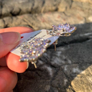 Моне сад лебедь/Изысканный трехмерный светло-фиолетовый кристалл лебедь серьги, легкий роскошный стиль, маленькие и уникальные - Product Image 5