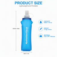 Gourde souple en TPU pliable, étanche, 500 ml, sans BPA, poche à boisson compressible pour la course à pied, la randonnée, le cyclisme, le backpacking et les activités de plein air