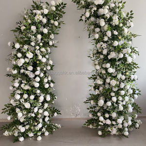 LEDA Hot Selling <b>White</b> Rose Green Leaf Wedding Arch Silk <b>Artificial</b> <b>White</b> Rose <b>Flower</b> Arch Event Decor Backdrop - Product Image 6