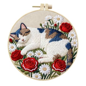 Kit de broderie XIXI avec aiguille à poinçonner, cercles à broder, tissu en coton et fil en polyester pour la décoration animale et de la maison - Product Image 5
