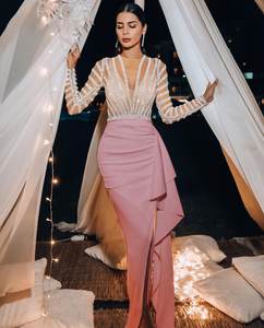 Роскошное белое вечернее платье-русалка из Дубая 2024, сексуальное, с высоким разрезом, для выпускного вечера, для женщин, подружек невесты, без рукавов, макси - Product Image 3