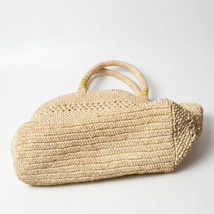 Bolso Bohemio Geométrico de Rafia Hecho a Mano con Cierre Abierto, Bolso de Viaje Ecológico de Madagascar - Product Image 5