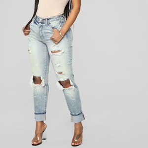 Alta cintura <span class=keywords><strong>jeans</strong></span> de mamá proveedor de China mano pintado <span class=keywords><strong>jeans</strong></span> - Product Image 3