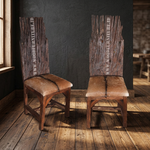 Silla King Moderna Dekor Asia de Madera Maciza con Asiento de Piel de Cabra para Sala de Estar y Comedor - Product Image 3