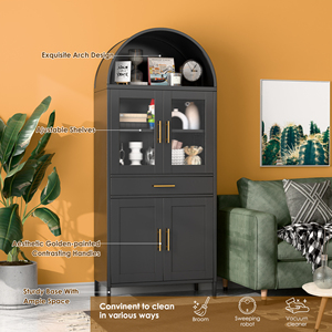Living Room Display <strong>Cabinet</strong> Arched Storage <strong>Cabinets</strong> Sideboard Kitchen <strong>Cabinet</strong> - Product Image 5
