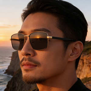 Lunettes de soleil polarisées carrées Ks-3988 pour hommes, monture noire, métal, plastique, protection UV400, verres TAC, pare-soleil de classe 2 - Product Image 3