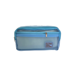 Kaiyou Pencil Case Light Blue Transparent Zipper 12 Pack Storage Bag For School Office Use - Product Image 2