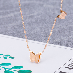 yunnique Butterfly Necklace <b>Titanium</b> Steel 18K Rose Gold Plated 3D Design Clavicle <b>Chain</b> Fashion Jewelry - Product Image 3