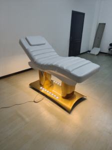 Cama de masaje eléctrica profesional con un solo botón de ajuste y cuatro motores para control por pedal y cama de estética para pestañas - Product Image 6