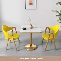 Nouveau Design Table Carrée Sur Mesure Prix de Gros de Luxe Blanche pour Salle à Manger avec 2 Chaises Roses pour Restaurant et Maison