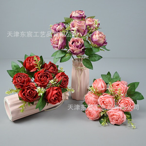 Bouquet de roses artificielles Dongchen Crafts, 7 têtes, fleurs en soie, 30cm-100cm, décoration intérieure, accessoires de mariage - Product Image 4