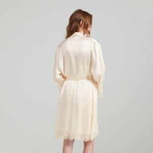 19 Mumi Silk Camisole Robe Conjunto de dos piezas Encaje Sexy 100% Mulberry Silk Pijama Set - Product Image 5