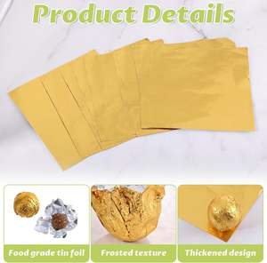 20*20cm <b>Gold</b> Chocolate <b>Paper</b> Candy <b>Wrapping</b> <b>Paper</b> Aluminium Foil Wrapper Wedding Food Gifts Packaging Aluminum Foil Sheet - Product Image 3
