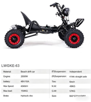 Buggy électrique tout-terrain haute puissance 48V, kart électrique robuste, charge maximale 100 kg, pliable, portable, 40 km/h