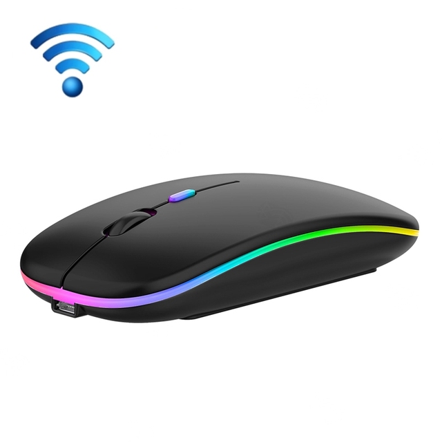 3 Keys RGB Backlit Silent Waterproof Wireless Mouse 500mah Battery Rechargeable Handheld Dual-mode Mouse