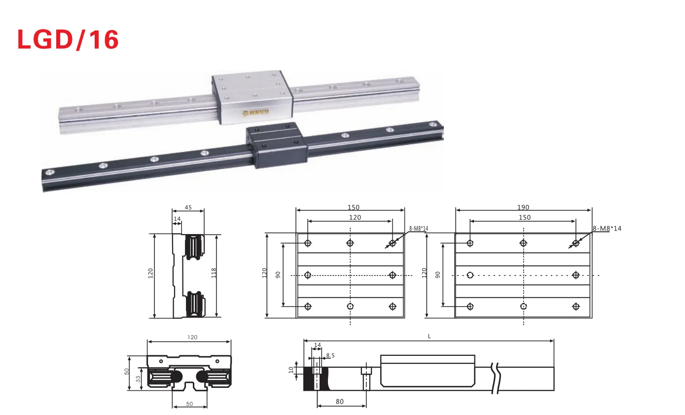 Roller cnc linear guide rail LGD12 low price linear guide rail linear guideways linear guide rail