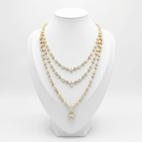 Collana da Sposa con Pendente a Goccia VVS in Argento S925 Placcato Oro 18K, Catena Figaro a Strati Multipli con Moissanite GRA Taglio Brillante a 3 Strati