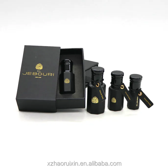 Botol parfum Tola parfum minyak Oud kaca hitam 3ml 6ml 12ml dengan kotak kemasan