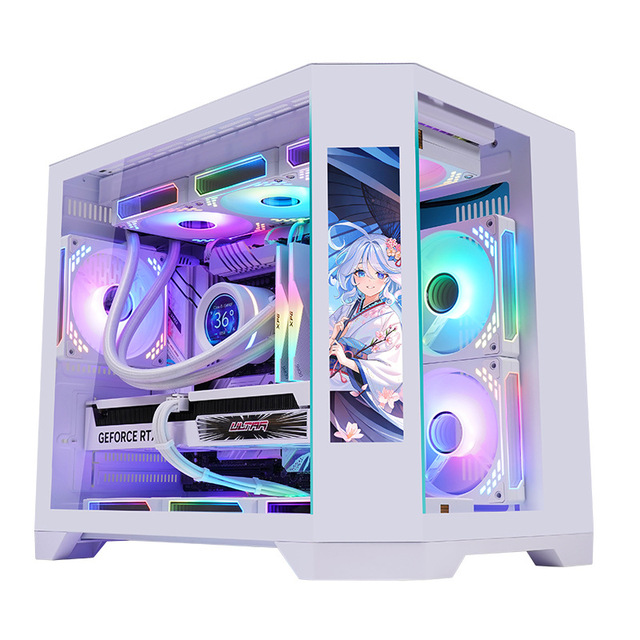 Dreamer Mid-Tower MicroATX Desktop Water-Cooled Atx Computer case with Panoramic Glass Side Panel Metal Construction in Stock