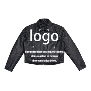 Chaqueta de Cuero PU Acolchada para Motociclista con Bordado Completo de <span class=keywords><strong>Toro</strong></span> y Patrón de Caballo Lavado, Ropa Casual de Montar, Chaqueta de Invierno para Hombre - Product Image 2