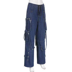 D0202TA19 Pantaloni Cargo da Donna Streetwear con Vita Alta, Tasche e Cinture Fluttuanti, Moda Sehe - Product Image 4